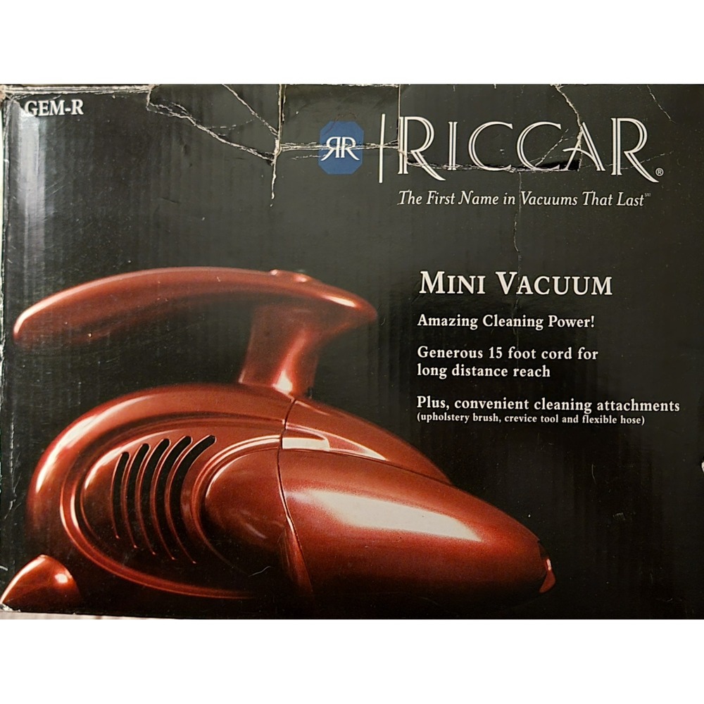 Riccar GEM-R Mini Handheld Vacuum Cleaner Metallic Red Corded 15ft Power Cord